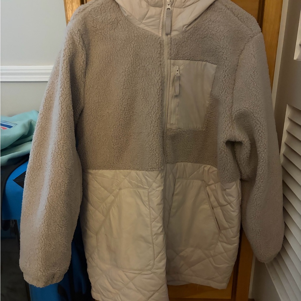 Cozy womens Hooded Jacket in beige